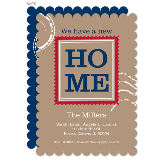 Brown Home Stamp Moving Announcements